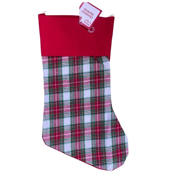Set of 3 Christmas Stockings 17" Red & Green Plaid Holiday Fireplace Decor - Picture 4 of 4
